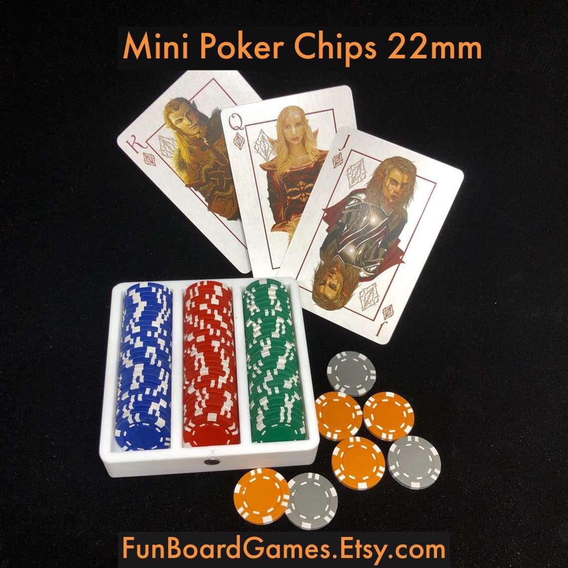 Travel Sized Mini Poker Chips Tray and Lid for Board Games Etsy