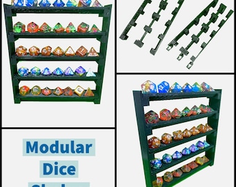 Vertical Display Shelves for Dice Collectors - Vertical or Wall - Dungeons and Dragons- 3D Printed Design by sablebadger