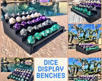 Dice Display Shelves for Dice Collectors with Well Behaving Dice - Dungeons and Dragons - 3D Printed Designed by sablebadger - Geeky Gift