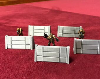 Wargaming Barricades 28mm - Great for Star Wars Legion Miniatures / Infinity / Warhammer 40k - 5 Barricades per Order