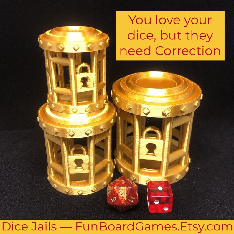 Dice Jail Prison for Misbehaving Dice Round 3 Sizes: 2 to 12 Dice Geeky Nerdy Gift Dungeons and Dragons 3D Printed image 3