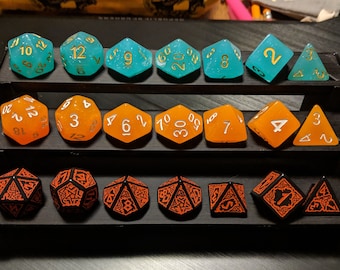 FACTORY SECONDS - Dice Display Shelves for Dice Collectors with Well Behaving Dice - Dungeons and Dragons - 3D Printed - by sablebadger