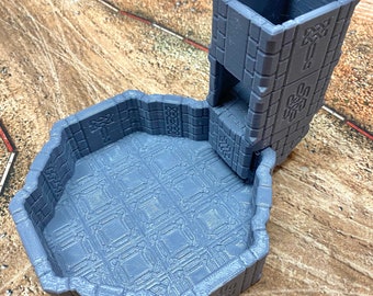 Runic Dice Rolling Tray - Optional Dice Tower - 3D Printed Designed by sablebadger