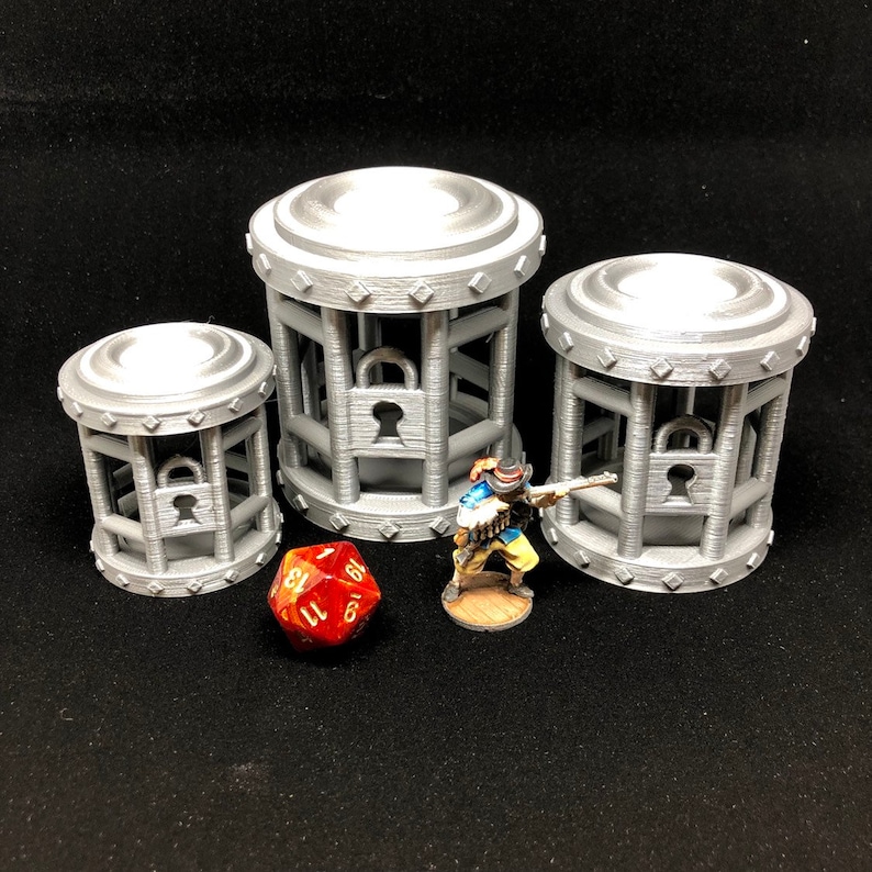 Dice Jail Prison for Misbehaving Dice Round 3 Sizes: 2 to 12 Dice Geeky Nerdy Gift Dungeons and Dragons 3D Printed image 4