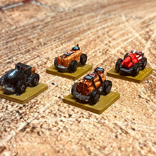 Gaslands RC Car Bomb Miniatures with Bases - HO Scale - Set of 4  - Futuristic - Sable Badger