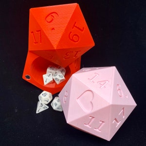 Valentine Edition d20 Heart Dice Case - Magnetized DnD Closure Gift Box Storage Container - Large Fits 13 d6 - Giant Die of Holding