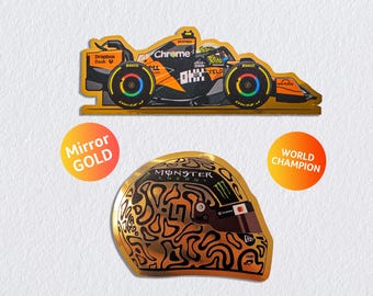 Calcomanía adhesiva del campeón mundial Norris del McLaren MCL39 MIRROR GOLD 2025