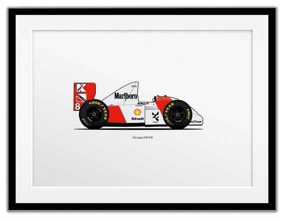 Ayrton Senna McLaren MP4/8 ポスター Mclaren MP4/8 Poster A4 & A3 - Etsy