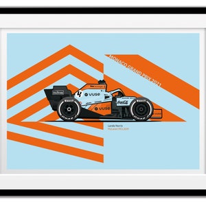 A McLaren MCL35M Gulf (Norris or Ricciardo) Formula 1 car Poster A4 & A3