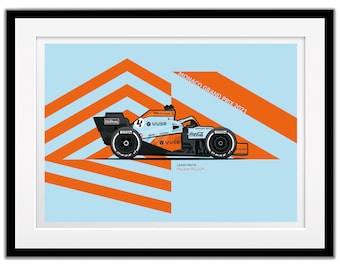 A McLaren MCL35M Gulf (Norris or Ricciardo) Formula 1 car Poster A4 & A3