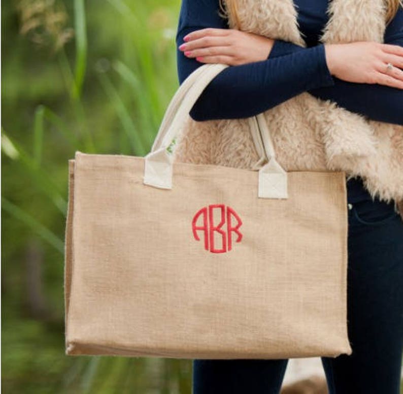 Burlap tote, burlap bag, monogrammed tote image 2