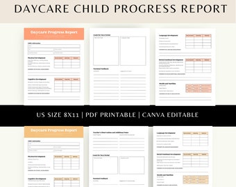 Daycare child Progress Report template, Fillable Form for Daycare, Toddlers and Preschoolers Progress Report, Childcare Service form canva