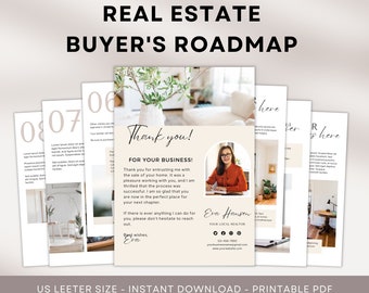 Real Estate Buyer Roadmap Buyers Packet Step By Step Home Buying Process Guide Realtor Agent Marketing Brochure Editable Canva template