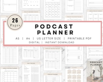 Podcast Episode planner Pod cast Episode Launch Plan Content Planning for Podcasting Creator Printable Template Podcast Checklist worksheet
