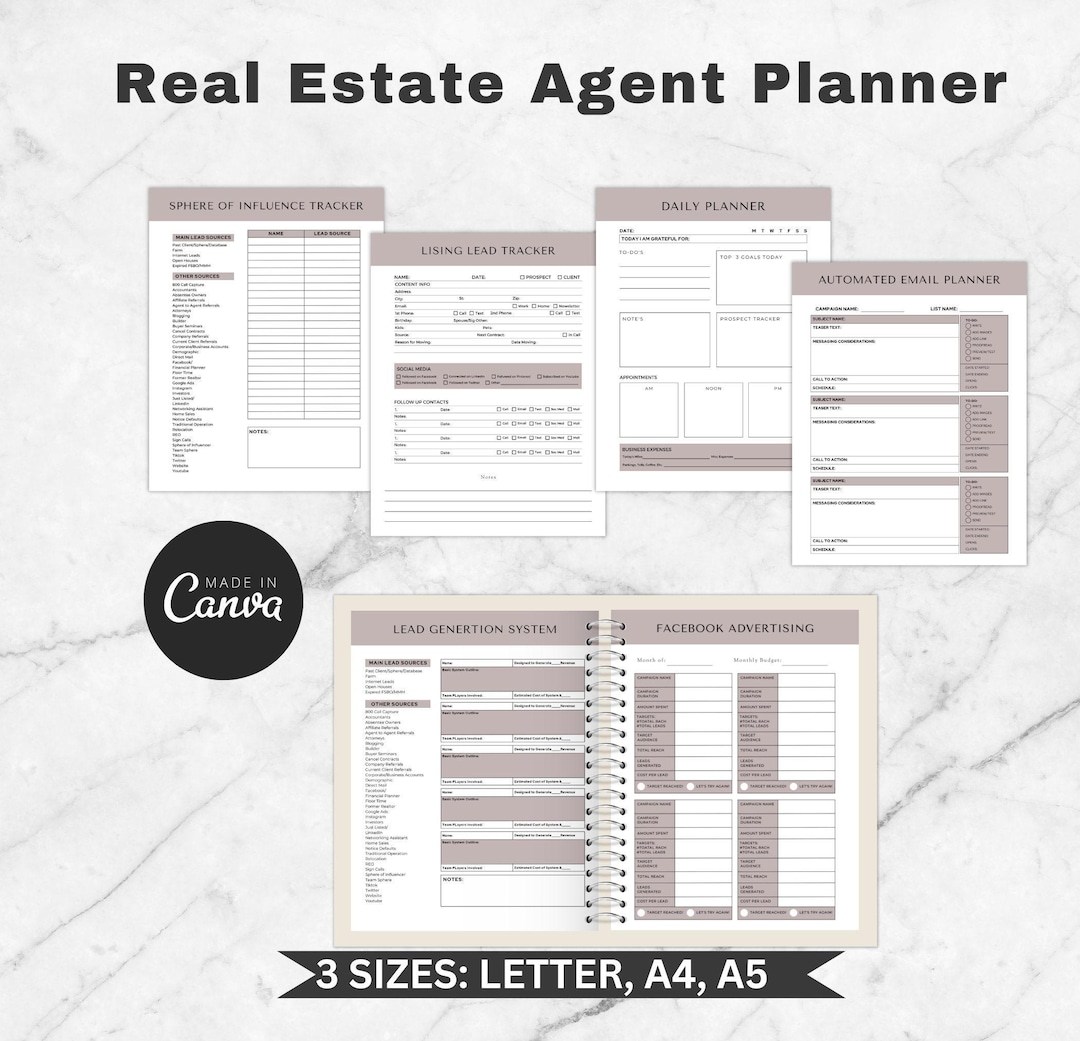 Real Estate Agent Digital Planner: Realtor Business Marketing Template ...