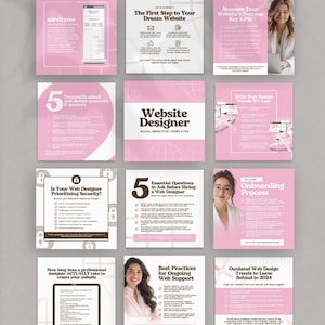 Web Designer Social Media Templates, Editable Canva Web Design Posts, Editable Web Design Instagram Templates, Social Media Canva Posts