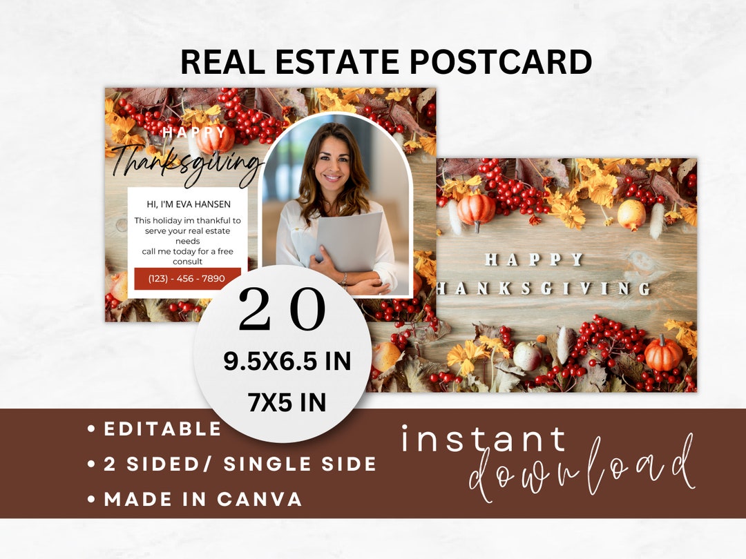 Real Estate Thanksgiving Mailer Real Estate Postcard Bundle Realtor