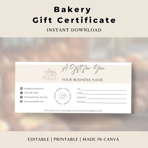 Sjabloon Canva Bakery-cadeaubon, bewerkbare Baker-cadeaubon, cadeau voor modern gebak