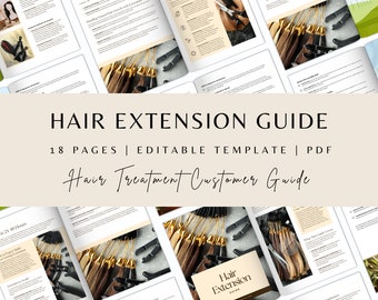 Hair Extension Guide, Hair Treatment Customer Guide, Hair Care Instructions Template , hair Stylist Busines , Hairdressing giveaway Forms