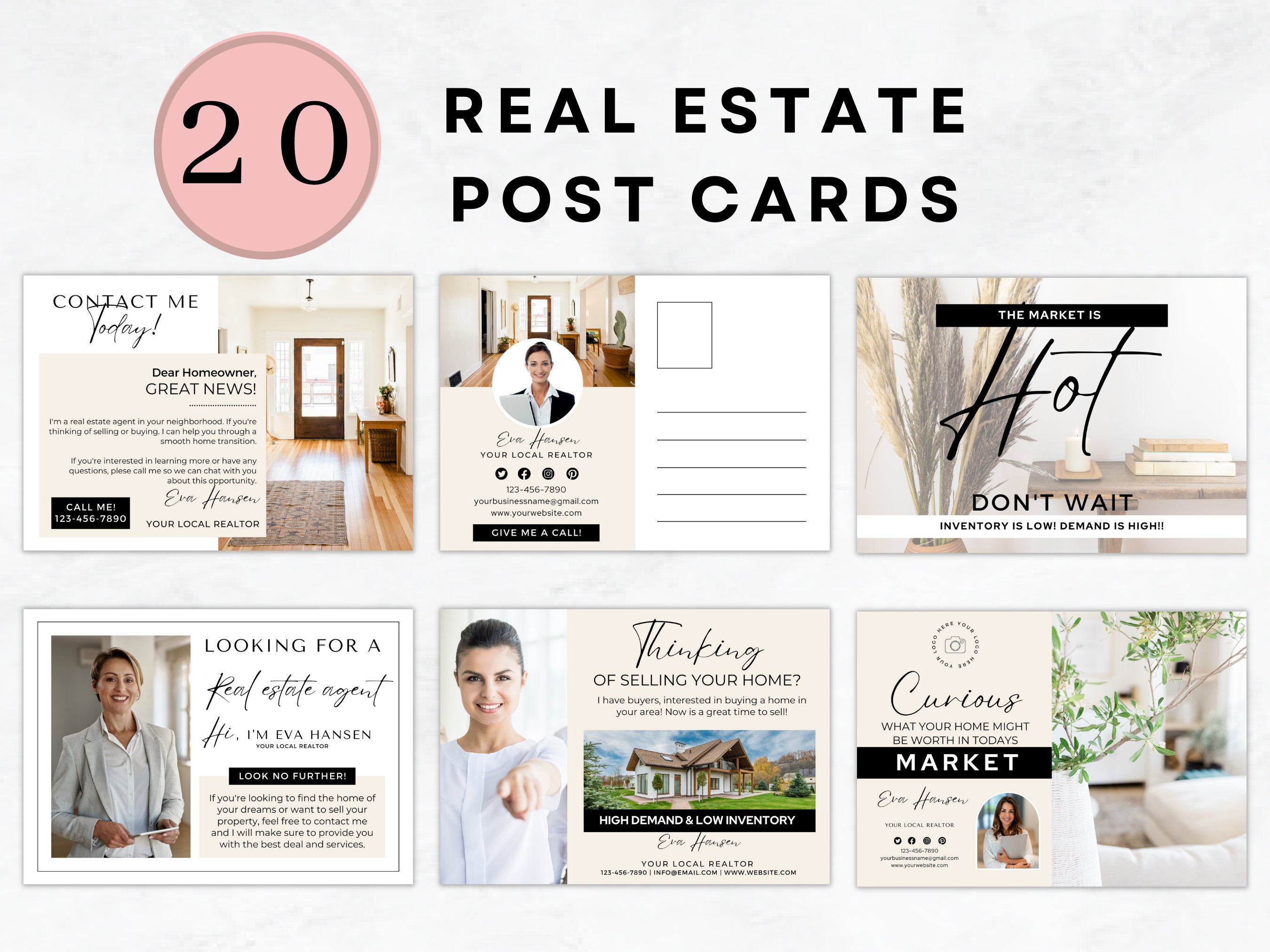 Realtor Marketing Bundle: 20 Editable Canva Templates for Real Estate ...