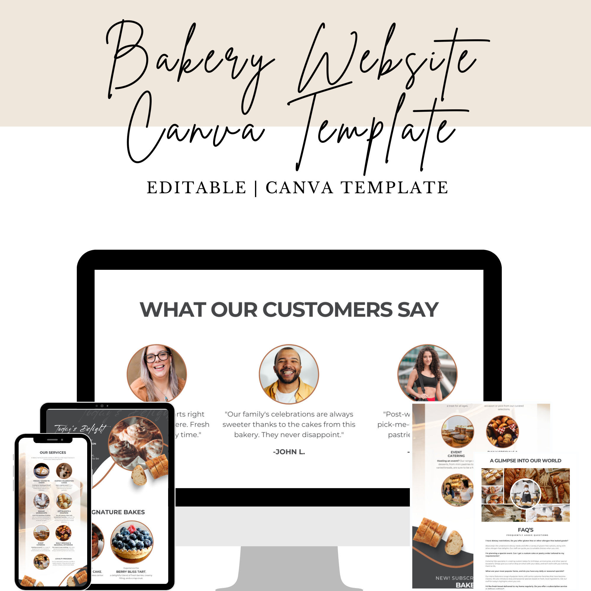 Bakery Website Canva Template, Bakery Business Marketing Template ...