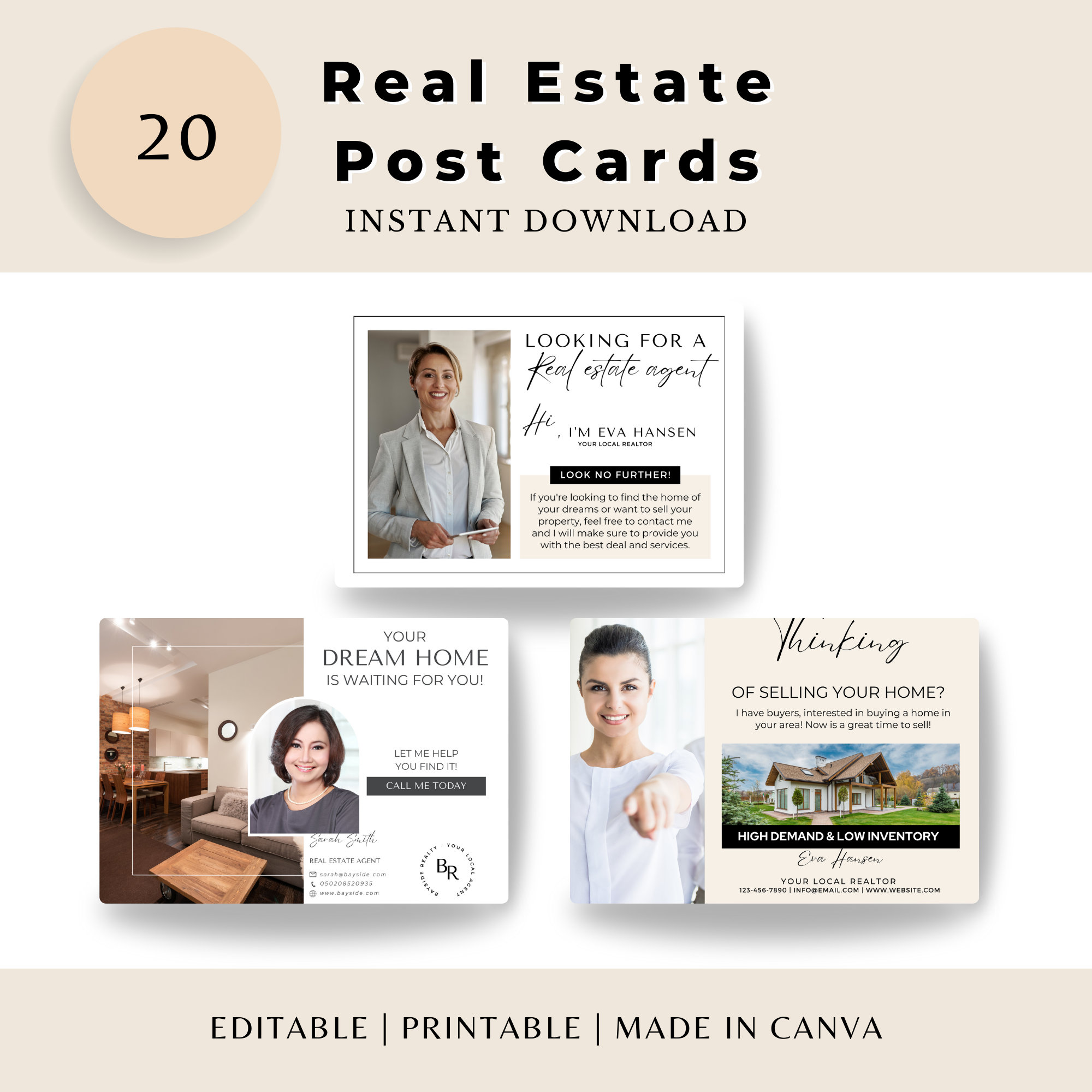 Realtor Marketing Bundle: 20 Editable Canva Templates for Real Estate ...