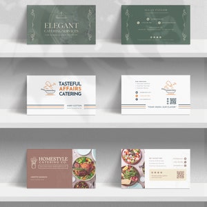Afdrukbaar canva-visitekaartje, bewerkbare catering- en chef-kokvisitekaartjes, direct downloaden
