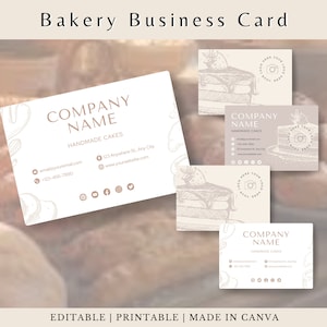 Bearbeitbare Bäckerei Visitenkarte, anpassbare Vorlage, Cafe Visitenkarte, printable, Instant Download