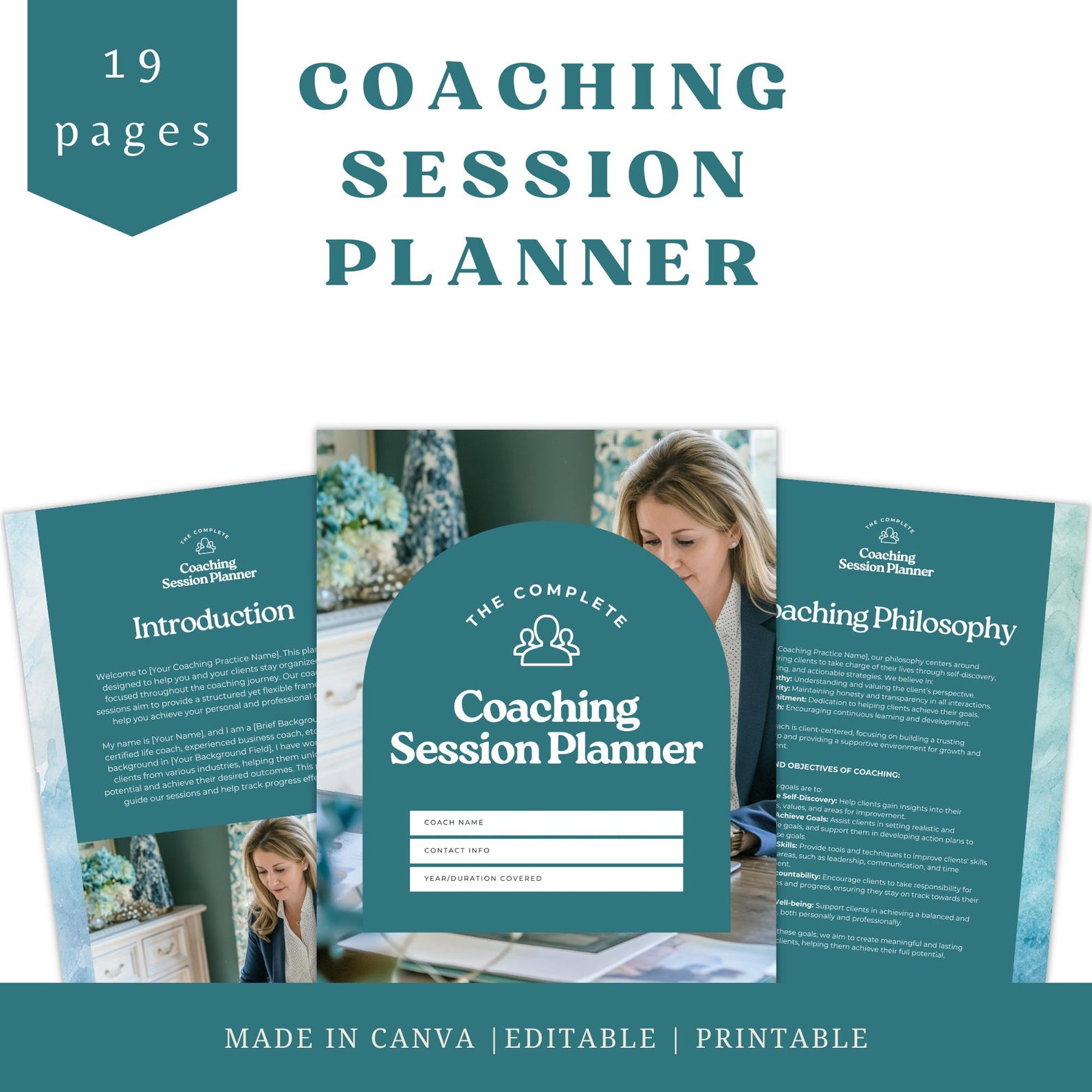 Canva Template, Editable Coaching Session Planner, Business Coaching ...
