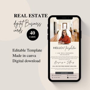 Digitale Visitenkarte für Makler, Marketing Realtor Tool, klickbare, textfähige, bearbeitbare Canva-Vorlage, Sofort-Download