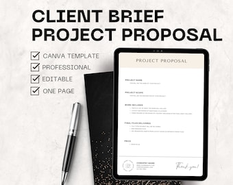 Minimal Project Proposal Template One Page Professional Proposal Business Plan Bid Proposal Editable in Canva Template Client Brief Proposal
