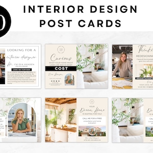 Lot de 20 cartes postales d'architecte d'intérieur, design d'intérieur, marketing, cartes postales, modèle modifiable