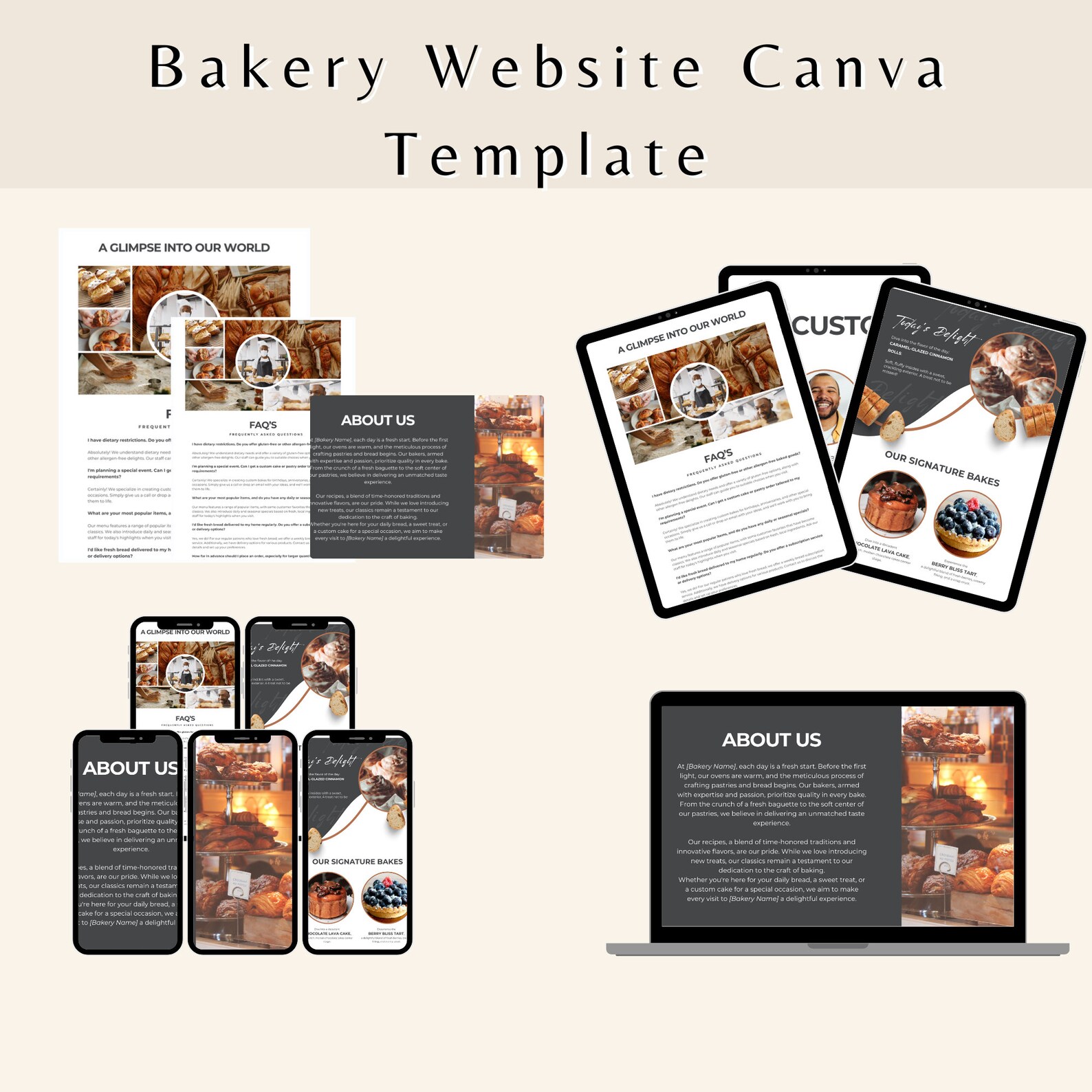 Bakery Website Canva Template, Bakery Business Marketing Template ...
