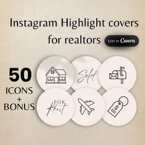 Real Estate Instagram Highlight Cover Instagram Story Symbol Minimalist IG Highlight Symbol Cover Makler Social Media Marketing canva editierbar