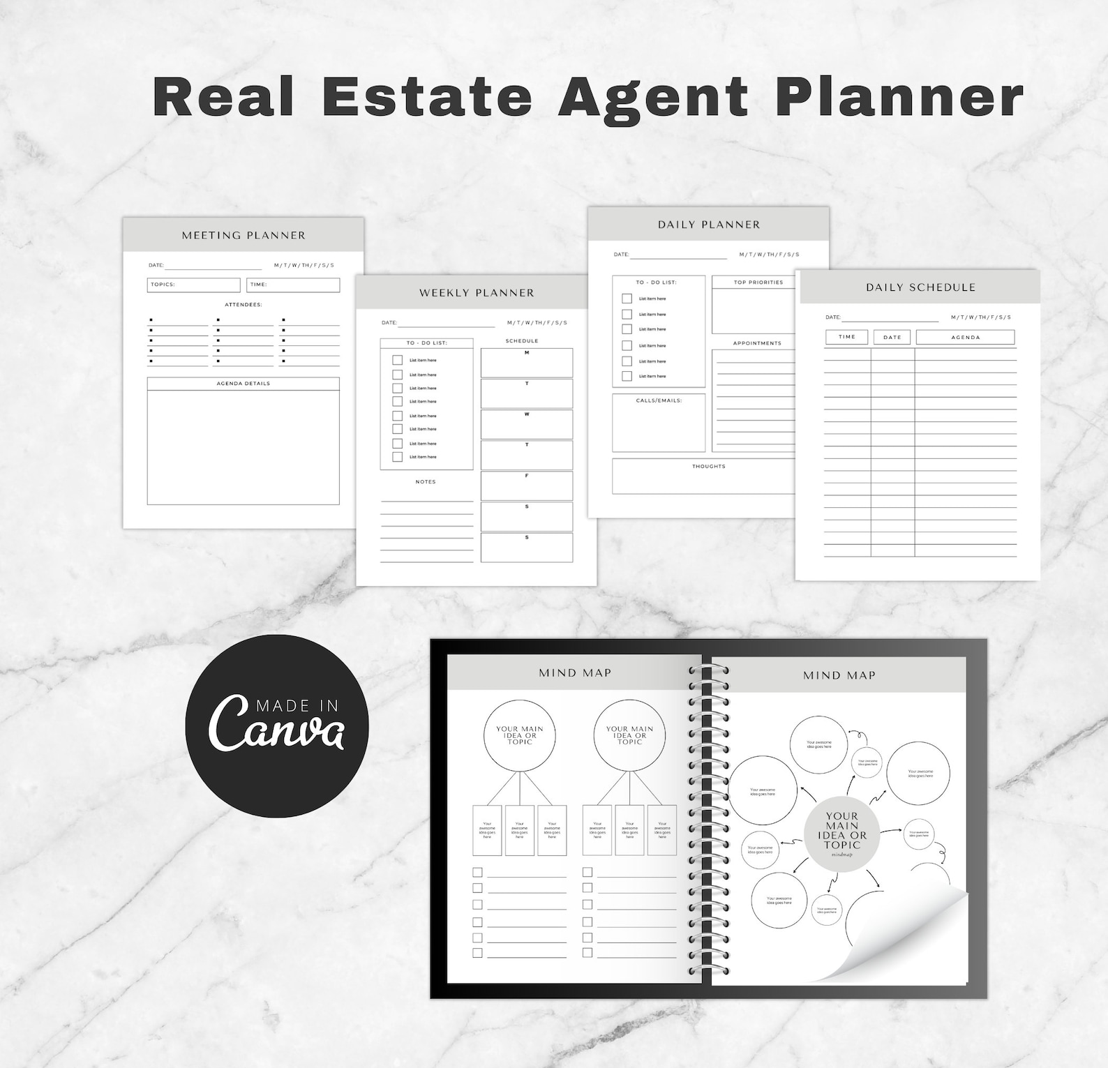 Realtor Daily Routine 2024/2025 Real Estate Agent Planner Real Estate Manager Planner Realtor ...
