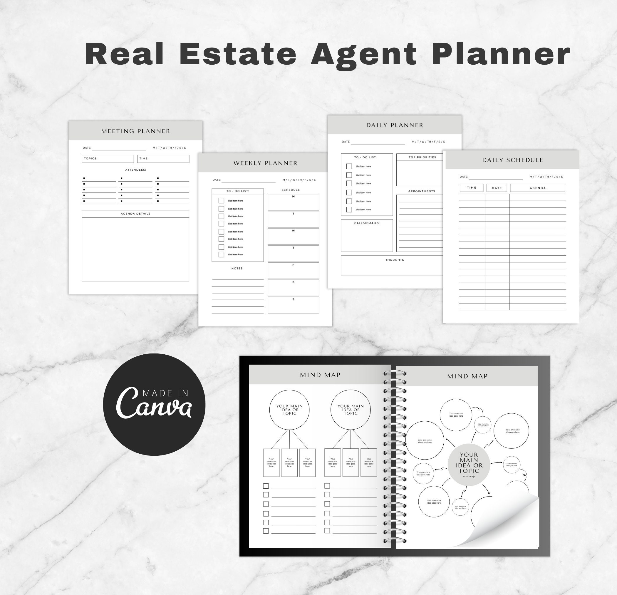 2024/2025 Real Estate Agent Planner Real Estate Manager Planner Realtor ...