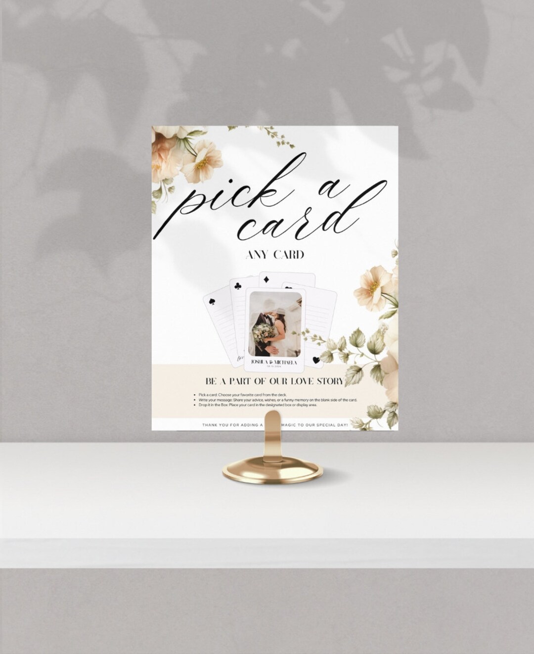 Editable Wedding Playing Card Guest Sign Template: Pick a Card Canva - Etsy