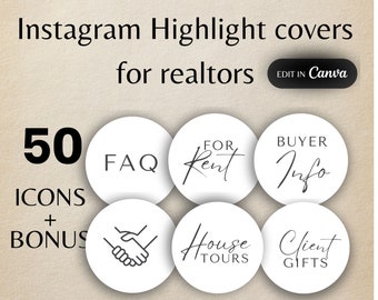 Ícono de historia de Instagram de agente inmobiliario Portada destacada de IG de bienes raíces Bienes raíces contra marketing en redes sociales plantilla de resaltado de historia editable de canva