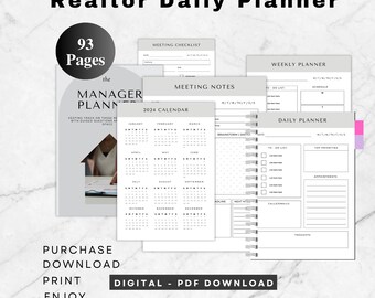 2024/2025 Real Estate Agent Planner Real estate Manager Planner Realtor Daily weekly to do list Realtor Productivity Checklist Digital File