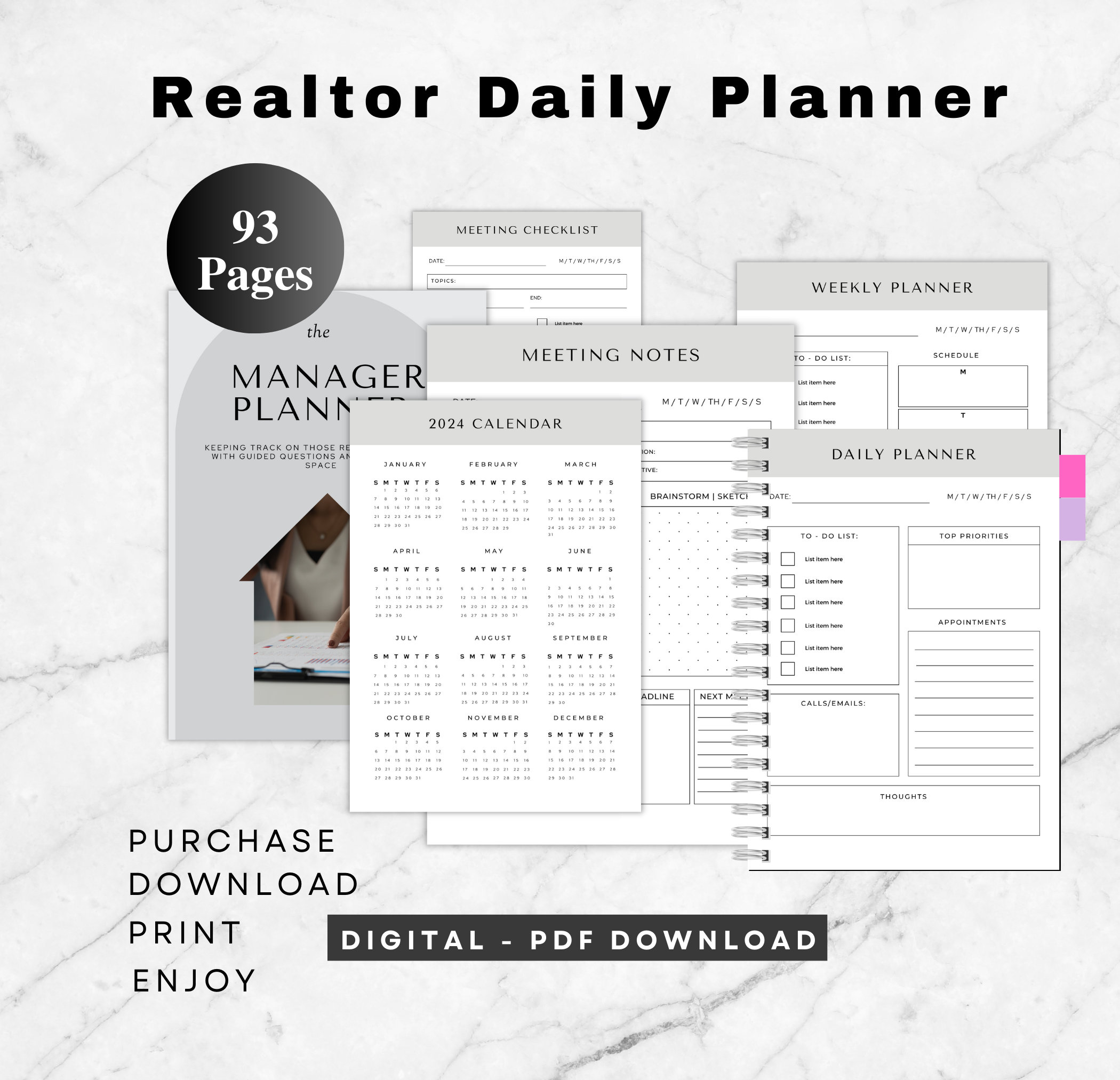 Realtor Daily Routine 2024/2025 Real Estate Agent Planner Real Estate Manager Planner Realtor ...