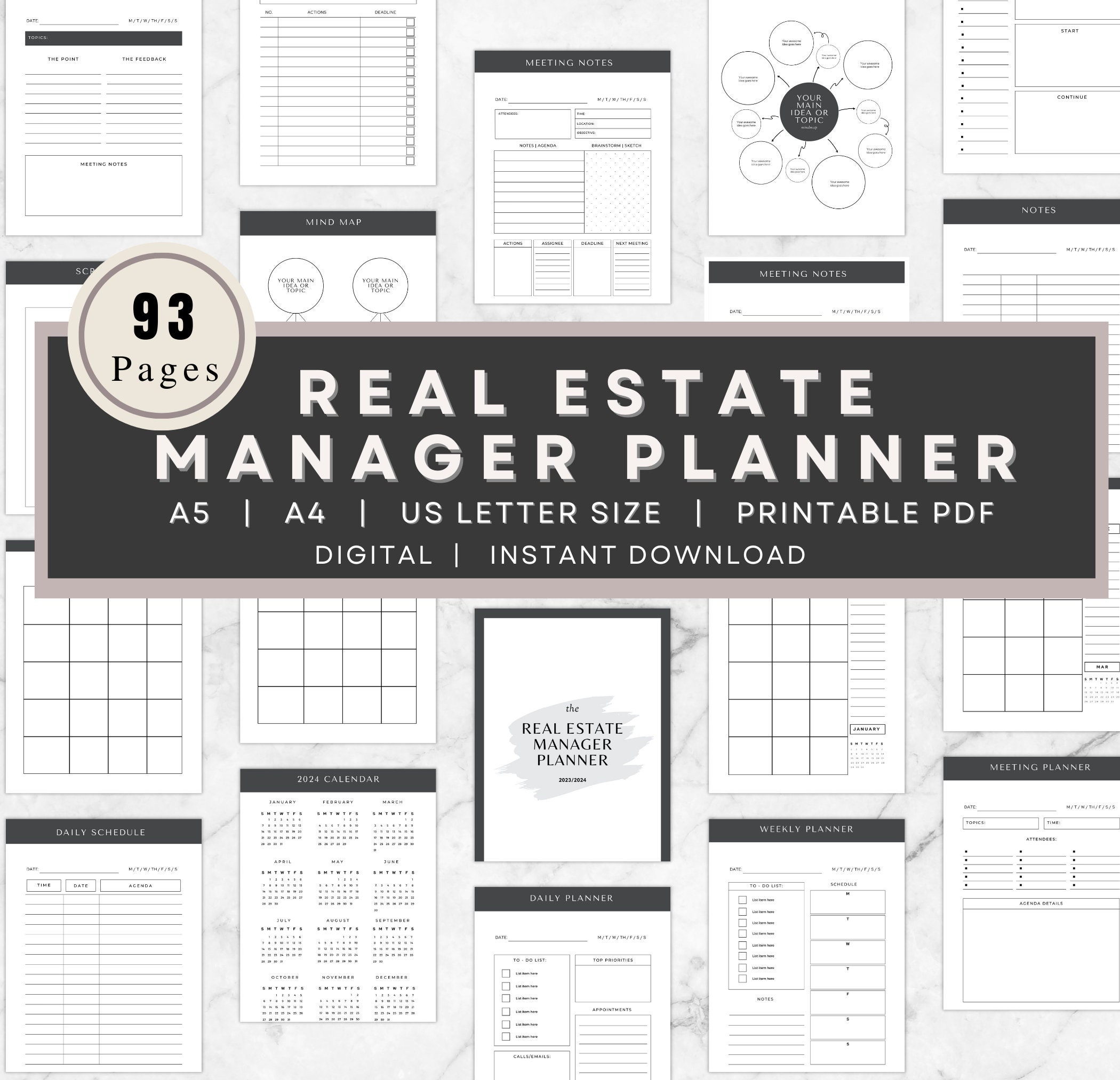 Realtor Daily Routine Real Estate Manager 2024/2025 Yearly Planner Realtor Daily Planner Real ...
