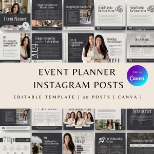 Event Planner Instagram content posts, Wedding Planner social media portfolio, freelance event coordinator Instagram Templates Party Planner