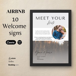 Airbnb Welcome Signage - Vacation Rental Printable, Editable House Manual, Guest Arrival Poster template