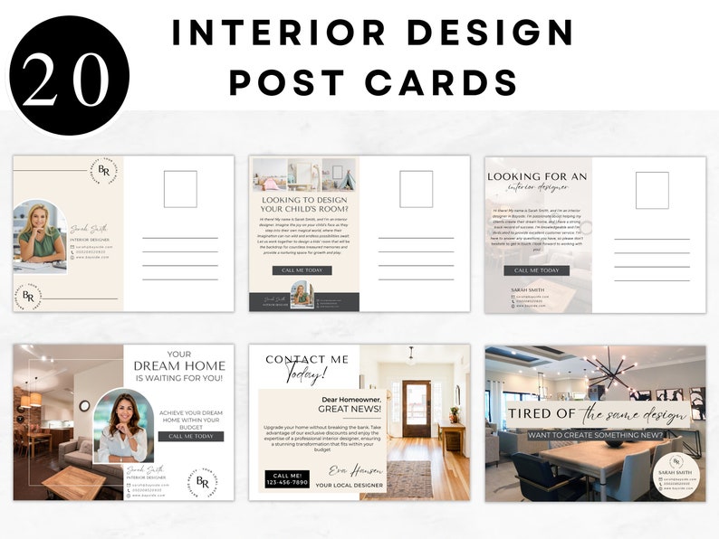 Interior Designer Post Cards Interior Design Marketing Business Cards ...
