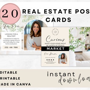 Grundbesitz-Postkarten-Bündel Realtor Verkäufer Postkarten-Immobilienmakler Marketing-Mailer Just Listed Market Update Canva bearbeitbare Vorlage