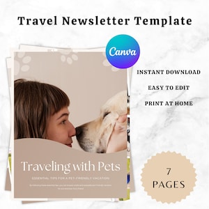 Email Newsletter Canva Template: Traveling with Pets, Pet Care Theme, Digital & Printable, Editable for Email Marketing, Instant Download