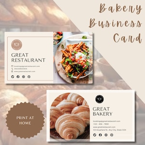 Plantilla de Tarjetas de Visita de Panadería, Branding de Pan y Cupcakes para Negocios de Pastelería y Pastelería, Editable en Canva, Descarga Instantánea, Digital