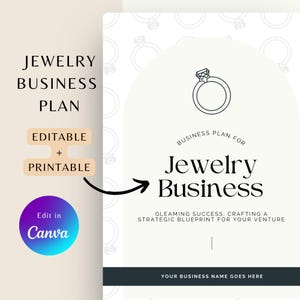 Jewelry Business plan, Jewellers Business Marketing Plan, small business planner, Canva Editable Template, Business Start Up printable book