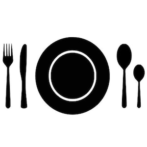 Restaurant Svg, Dinner Clipart, Kitchen Svg, Dishes Png Clip Art Utensils Spoon Fork Knife KItchen Decor Svg Dxf Laser Cutting File cricut