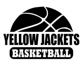 May include: Black and white logo for a basketball team called "Yellow Jackets Basketball". The logo features a basketball with a black outline.